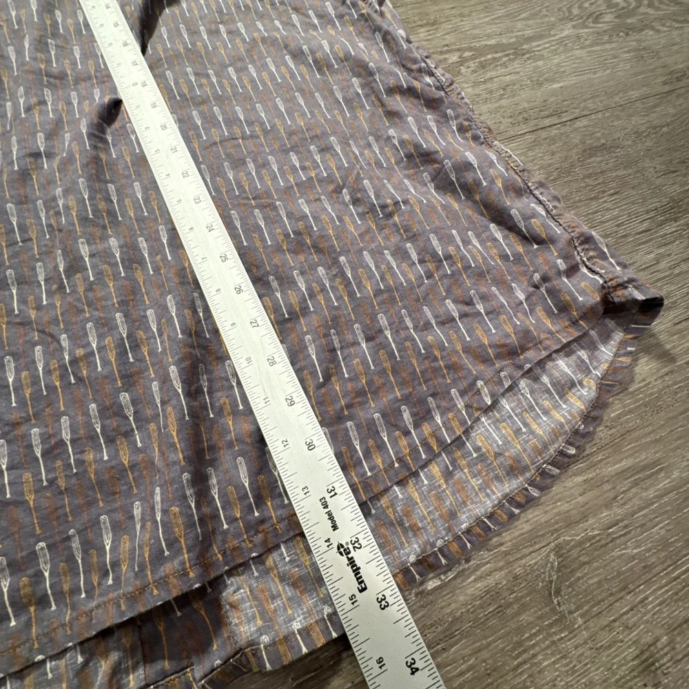 Jeremiah Shirt Mens XXL Paddle Oar Print AOP Linen Cotton Short Sleeve Casual